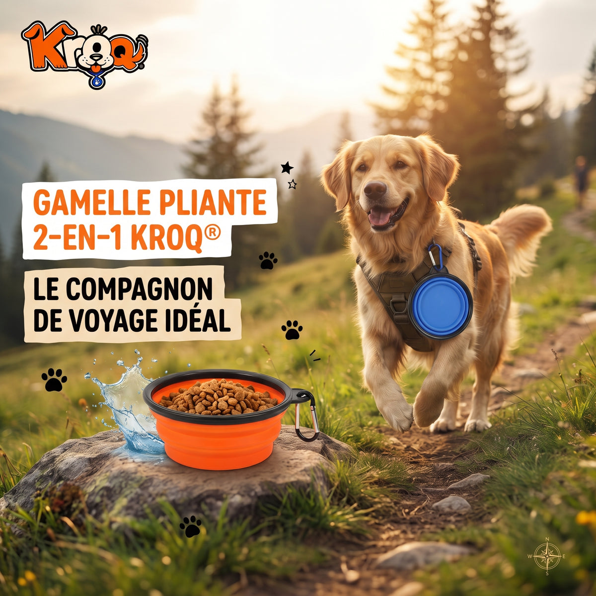 Gamelle Pliante en Silicone 2-en-1 Kroq - Kroq