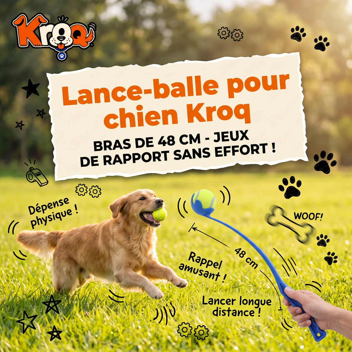 Lance-balle pour chien Kroq – Bras de 48 cm - Kroq