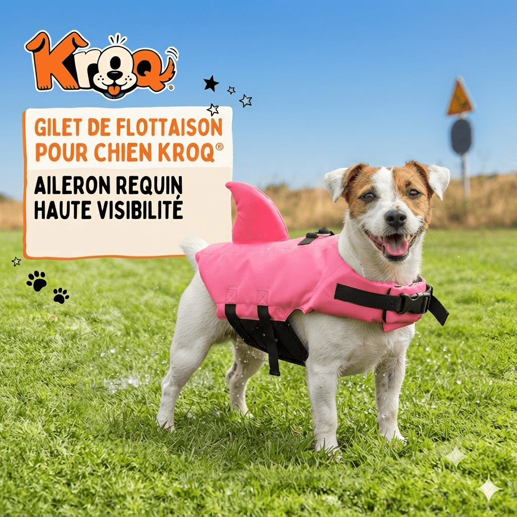 Gilet de flottaison pour chien Kroq – Aileron requin haute visibilité - Kroq