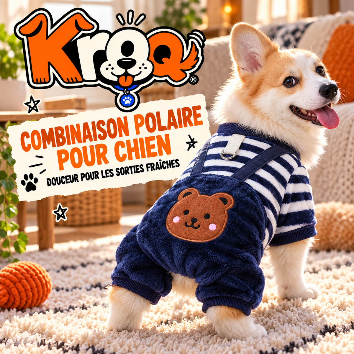 Combinaison polaire pour chien Kroq – Anneau pour laisse
