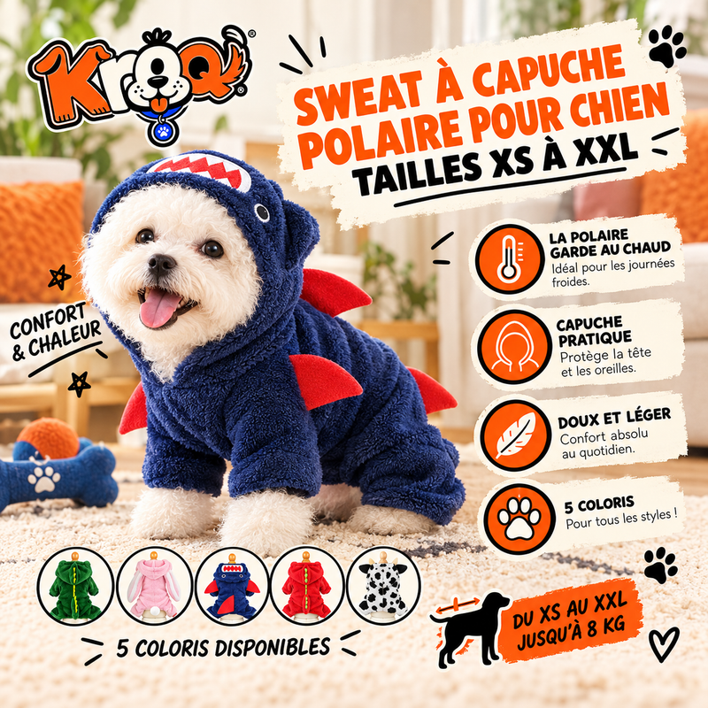 Combinaison déguisement pour chien Kroq – Dinosaure, requin, lapin