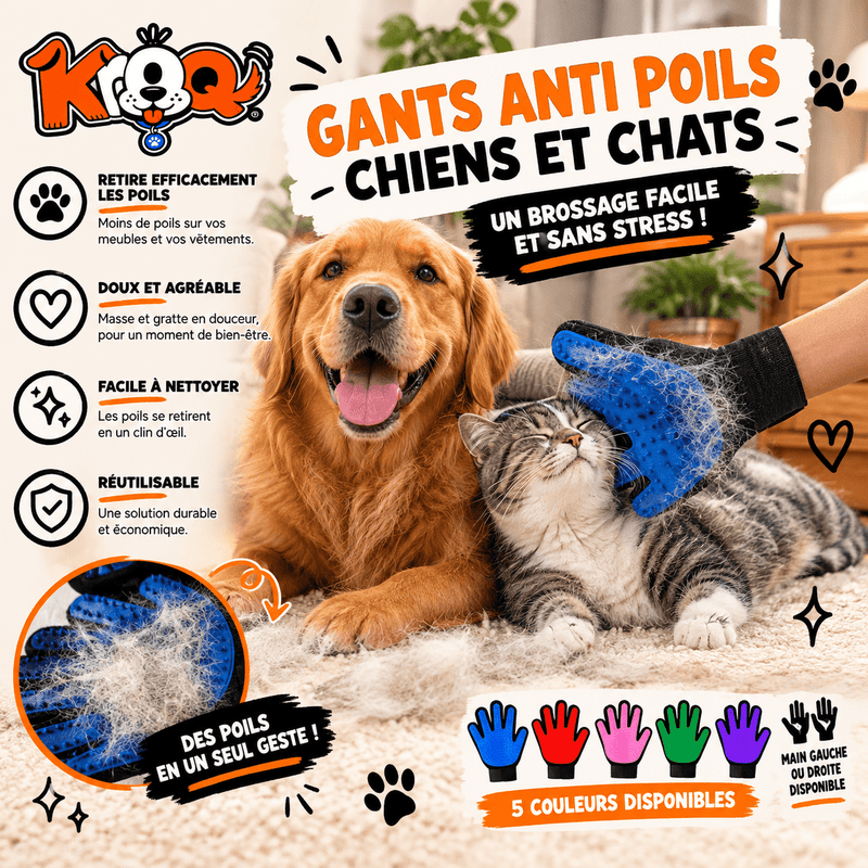 Gant de toilettage Kroq – Pour chien et chat - Kroq