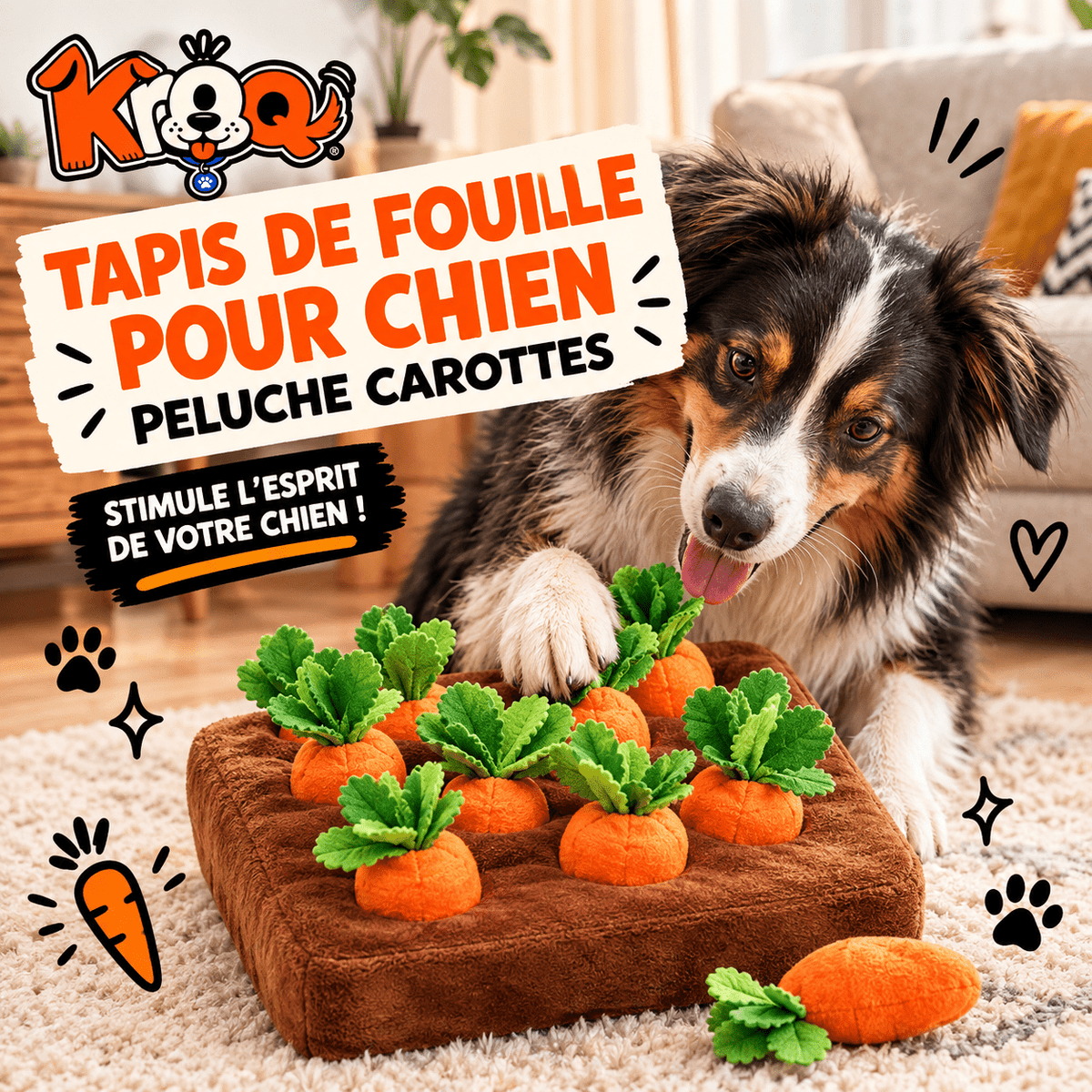 Tapis de fouille pour chien Kroq – Carottes à extraire - Kroq