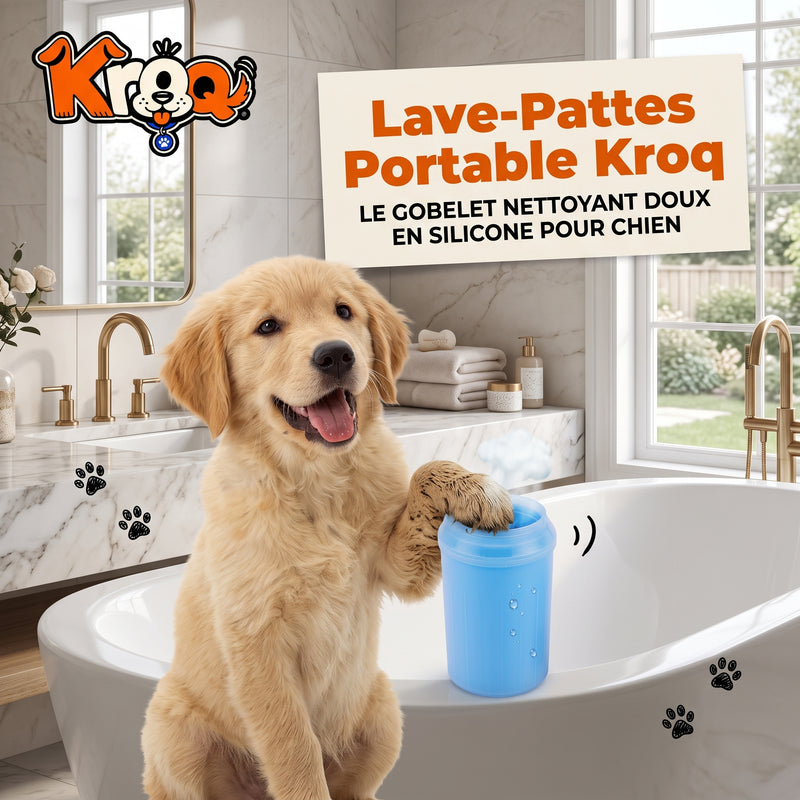 Lave-pattes portable pour chien Kroq – Silicone souple - Kroq