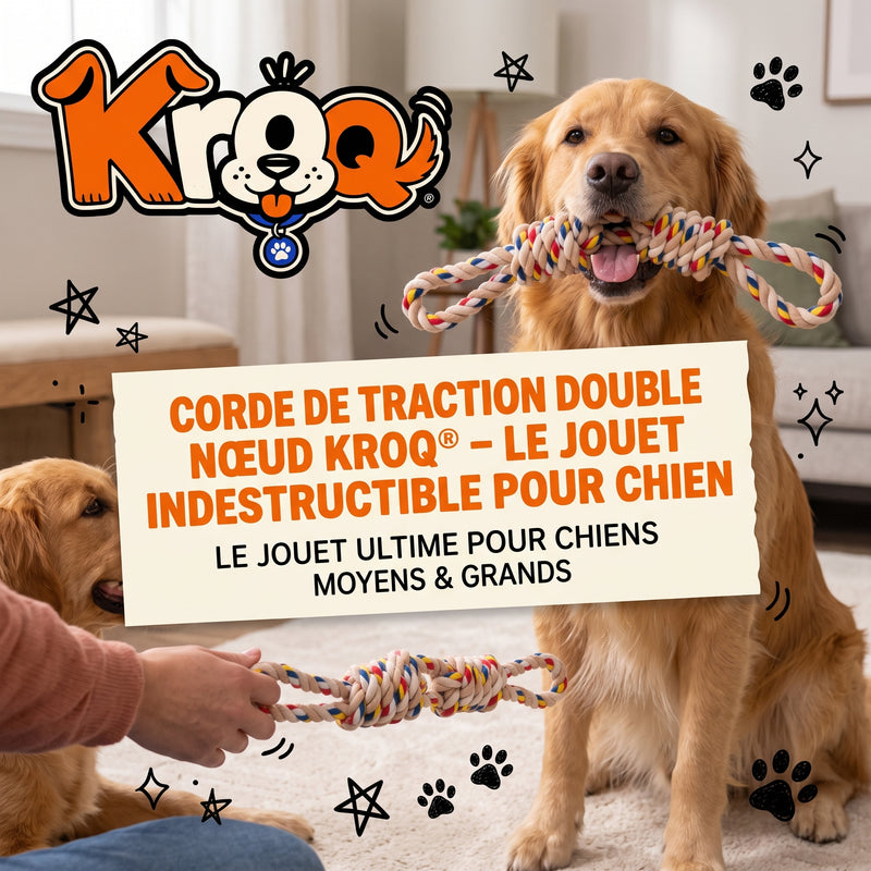 Corde de traction pour chien Kroq – Coton tressé double nœud - Kroq