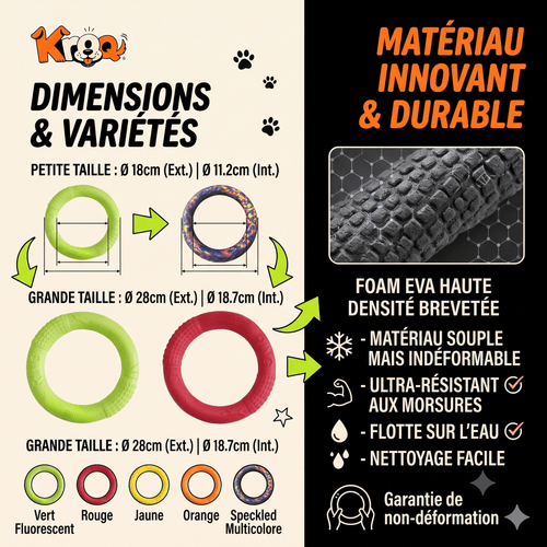 Anneau d'Entraînement Kroq® – Le Jouet en Mousse EVA Ultra-Résistant et Flottant pour Chien - Kroq
