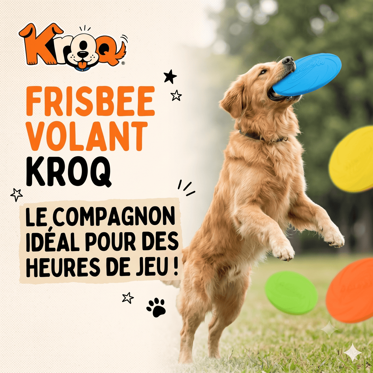 Frisbee Volant Kroq® – Le Disque de Dressage Aérodynamique et Ultra-Résistant pour Chien - Kroq