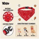 Collier Bandana Ajustable Kroq® – Le Foulard Style Paisley Confortable pour Chien et Chat - Kroq