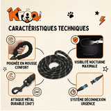 Laisse Sécu-Réflex Kroq® – La Laisse de Promenade en Nylon Tressé Réfléchissante et Anti-Traction - Kroq
